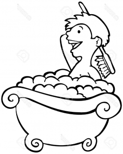 Best Child Taking A Bath Clipart Black And White Clipartsgramcom Of ...