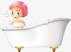 Princess Bubble Bath, Little Girl, Pink Shower Cap, Foam PNG Image ...