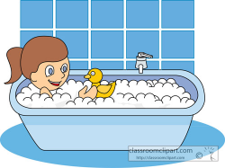 little girl taking a bubble bath | Clipart Station