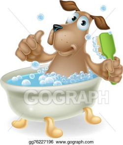 Vector Stock - Dog in bubble bath cartoon. Clipart Illustration ...