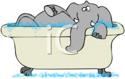 An Elephant In a Bath Tub - Royalty Free Clipart Picture