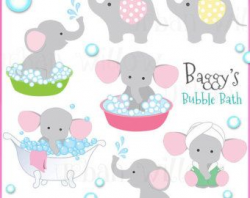 BABY GIRL Clipart, Cute Elephant Clipart, Pink Elephants, Baby ...
