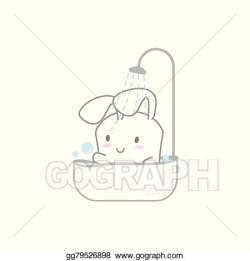 Vector Illustration - Cute kawaii bunny having a bath. EPS Clipart ...