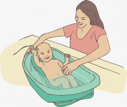 Mother Bathed The Baby, Take A Shower, Bath, Wash PNG Image and ...