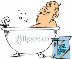 Fat Man Bathing - Royalty Free Clipart Picture