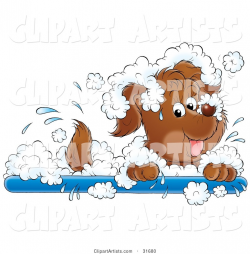 Playful Puppy Dog Splashing Around In A Bubble Bath Clipart by Alex ...
