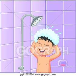 Vector Illustration - Boy cartoon in a bath room taking a. EPS ...