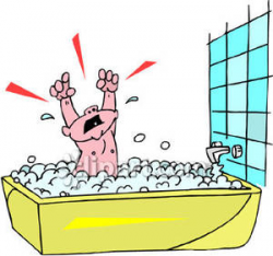 Child Taking a Bubble Bath - Royalty Free Clipart Picture
