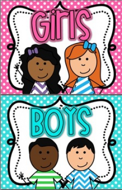 Boy and Girl Restroom Signs BRIGHT polka Dot by Tricia Lyday | TpT