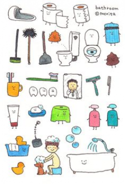Seamless Hand Drawn Bathroom Background | Icon illustrations ...