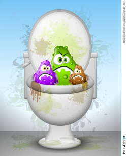 Ugly Dirty Toilet Bowl Germs Illustration 5421287 - Megapixl