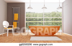 Stock Illustration - Brown and orange modern bathroom. Clipart ...