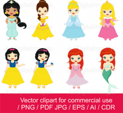 Princesses clipart / Little Princess clipart / Princess vector