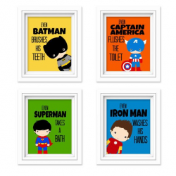 Superhero Bathroom Prints -Kids Bathroom Decor, Comic Book Print ...