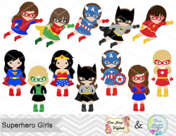 27 Superhero Girls Digital Clipart, Superhero Clip Art, Girl ...