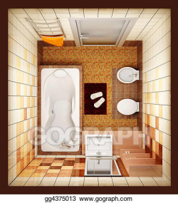 Drawing - Top view of the bathroom . Clipart Drawing gg4375013 - GoGraph