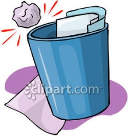 Office Trash Can Full of Paper - Royalty Free Clipart Picture