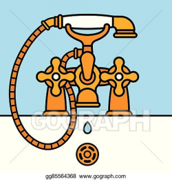 Vector Art - Brass bathtub faucet dripping. Clipart Drawing ...