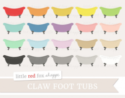 Claw Foot Tub Clipart Vintage Tub Clip Art Retro Bath