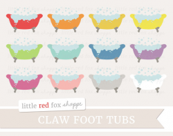 Claw Foot Tub Bubbles Clipart Vintage Clip Art Retro Bath