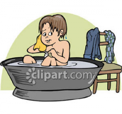 Boy Having a Bath - Royalty Free Clipart Picture
