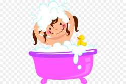 Bathing Bathtub Bubble bath Clip art - A girl with a bath and a ...