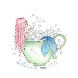 Bubble Bath Mermaid Art - Seatail