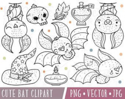 Kawaii Halloween Bats Clipart, Cute Bat Clipart Images, Bat Clip Art ...