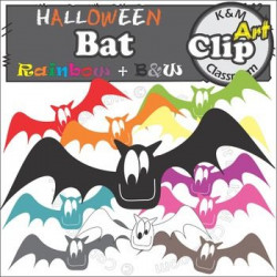 Halloween Bat Clip Art | Rainbow colors, Bats and Clip art