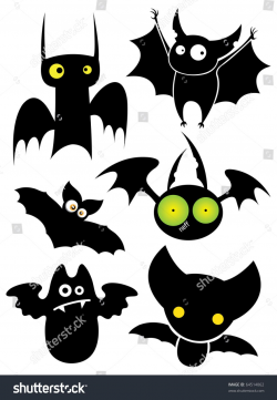 Set of cartoon Halloween black bats. Vector illustration. | bat 1 ...