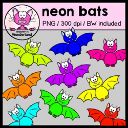 NEON BATS clipart for halloween