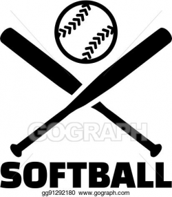 Vector Illustration - Softball with crossed bats and ball ...