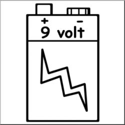 Clip Art: Electricity: 9 Volt Battery B&W I abcteach.com | abcteach