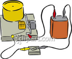 9-Volt Battery Attached To A Motor - Royalty Free Clipart Picture