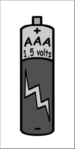 Clip Art: Electricity: AAA Battery Grayscale I abcteach.com ...