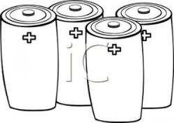 Clipart Picture: Four Black and White Batteries