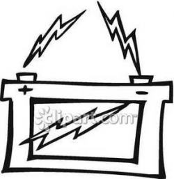 Black and White Zapping Car Battery - Royalty Free Clipart Picture