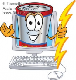 Clipart Cartoon Battery In a Computer