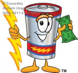 Clipart Cartoon Battery Holding Money