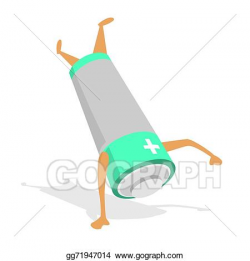EPS Vector - Happy battery standing upside down. Stock Clipart ...
