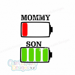 Low Battery svg Mommy and Son svg Battery svg file Mom svg