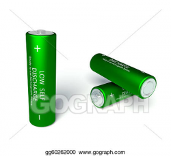 Stock Illustration - 3d green rechargeable aa batteries. Clipart ...
