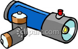 Flashlight With Two Batteries - Royalty Free Clipart Picture
