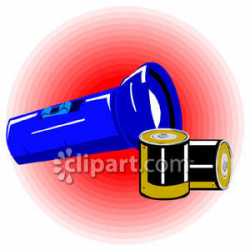 Flashlight With Batteries - Royalty Free Clipart Picture