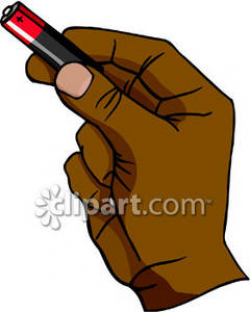 Hand Holding A Battery - Royalty Free Clipart Picture
