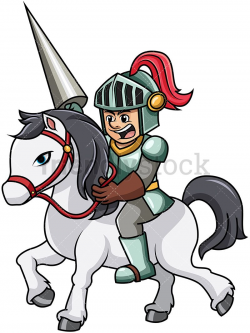 Knight Charging With Horse Cartoon Vector Clipart