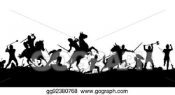 Clip Art Vector - Battle scene silhouette. Stock EPS gg92380768 ...
