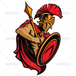 Spartan Trojan Vector Mascot with Spear and Shield | Logos and Font logo