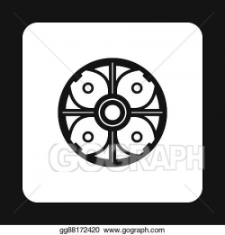 Stock Illustration - Round battle shield icon, simple style. Clipart ...