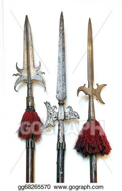 Drawing - Weapon set. a large set of medieval weaponry. spears ...
